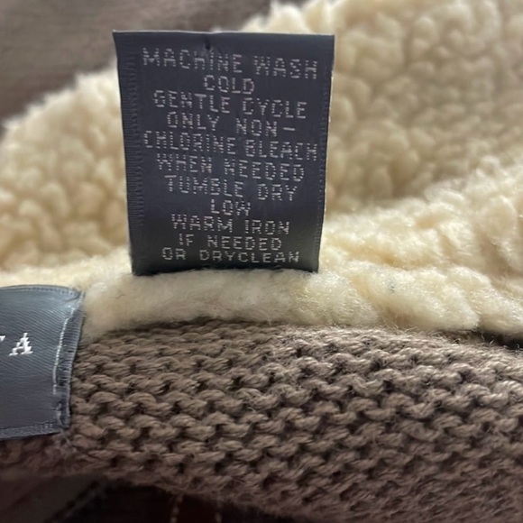 Oscar De La Renta UNISEX Knit Vest Full Zipper Brown Cream Fleece Collar Size S - Picture 6 of 6